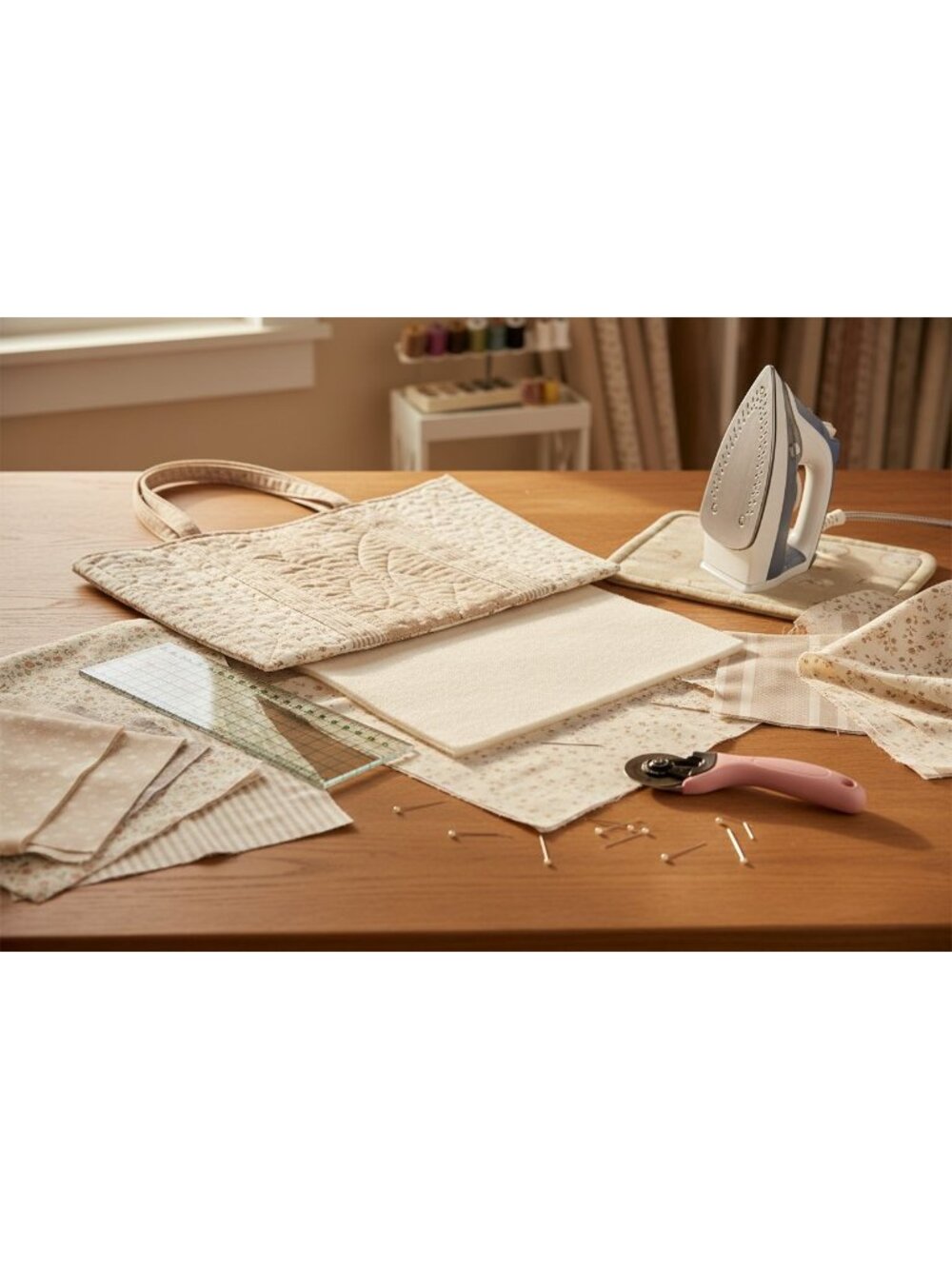 Beige Fusible Fleece Interfacing 39 x 52 Inch Lightweight Iron On Sewing Stabili - Picture 5 of 6